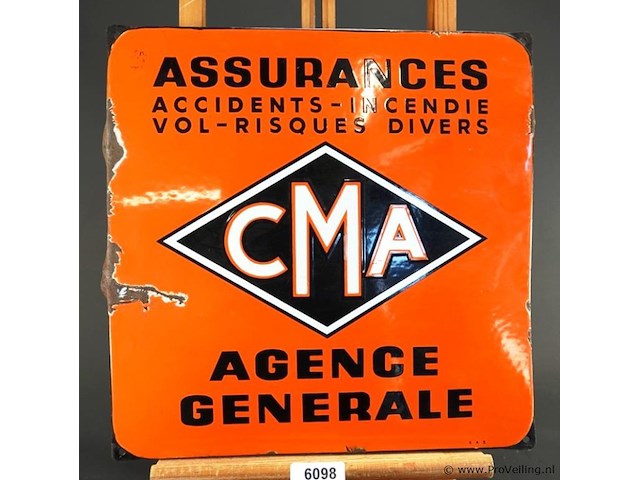 Oud emaillen cma assurances bord - afbeelding 1 van  7