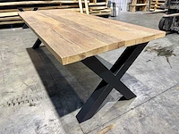 Oud rustiek eiken eetkamertafel 260 cm - afbeelding 4 van  8
