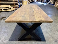 Oud rustiek eiken eetkamertafel 260 cm - afbeelding 8 van  8