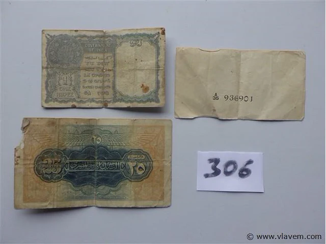 Oude bankbiljetten uit india, ceylon en egypte - afbeelding 2 van  2