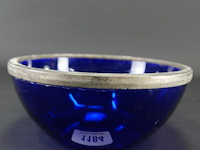 Oude blauwe schaal met rand - afbeelding 2 van  5