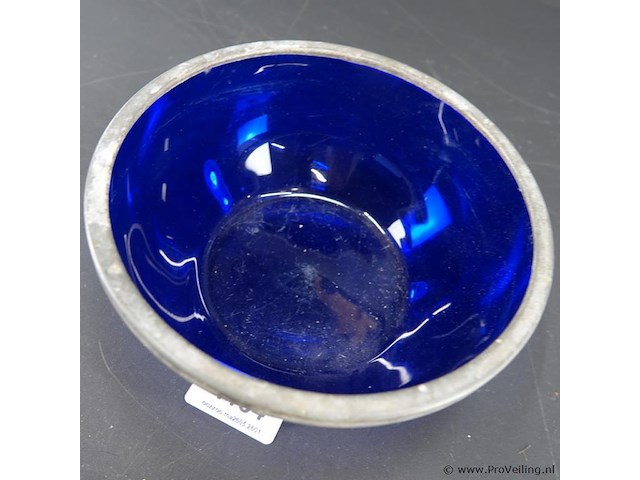 Oude blauwe schaal met rand - afbeelding 3 van  5