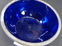 Oude blauwe schaal met rand - afbeelding 3 van  5