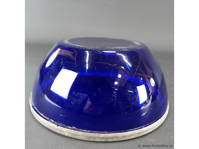 Oude blauwe schaal met rand - afbeelding 4 van  5