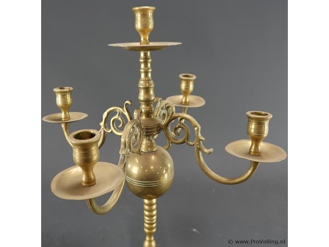 Oude brons/messing kandelaber - afbeelding 3 van  5