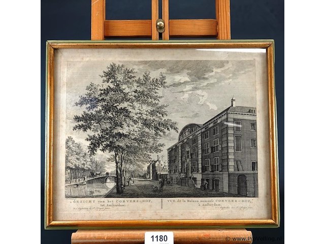 Oude druk gezicht van het corvers-hof tot amsterdam - afbeelding 1 van  5