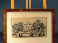 Oude druk gezigt op het kasteel overbeek te velp - afbeelding 1 van  5