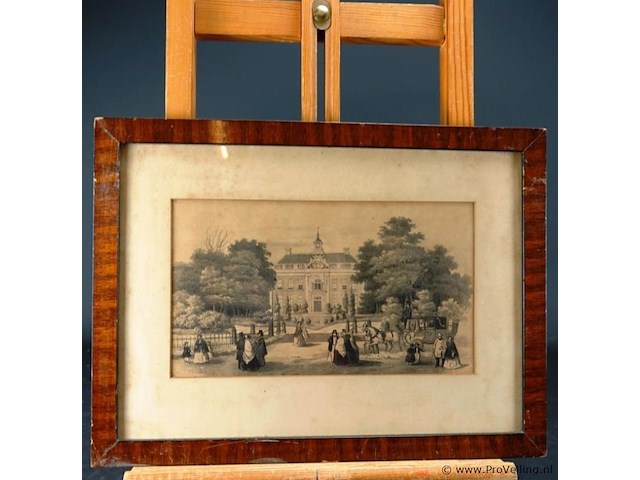 Oude druk gezigt op het kasteel overbeek te velp - afbeelding 2 van  5