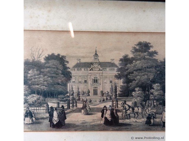 Oude druk gezigt op het kasteel overbeek te velp - afbeelding 3 van  5
