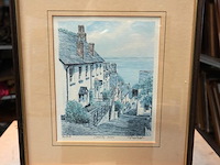 Oude druk vissersdorp clovelly in devon, engeland. - afbeelding 1 van  5