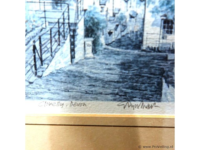 Oude druk vissersdorp clovelly in devon, engeland. - afbeelding 3 van  5