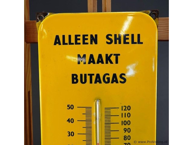 Oude emaillen shell butagas thermometer - afbeelding 2 van  6