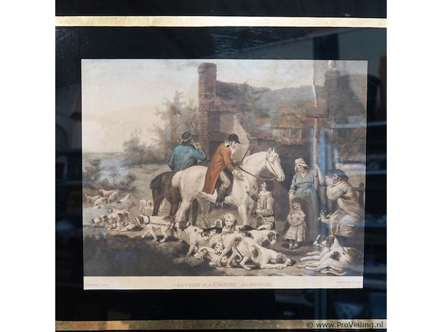 Oude engelse prent outside of a country alehouse - afbeelding 2 van  6