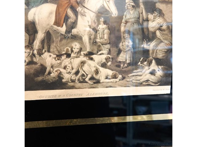 Oude engelse prent outside of a country alehouse - afbeelding 3 van  6