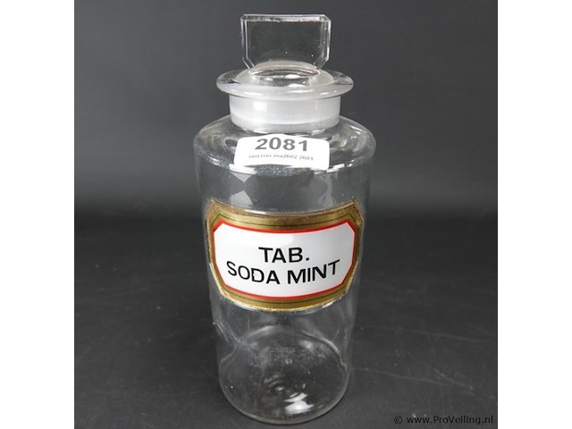 Oude glazen apothekers pot - afbeelding 1 van  5