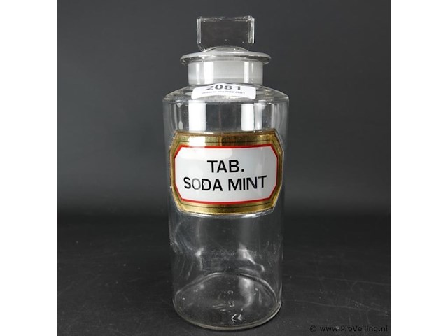 Oude glazen apothekers pot - afbeelding 2 van  5