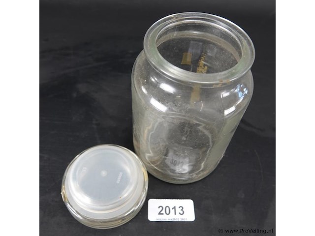 Oude glazen dekselpot - afbeelding 4 van  5