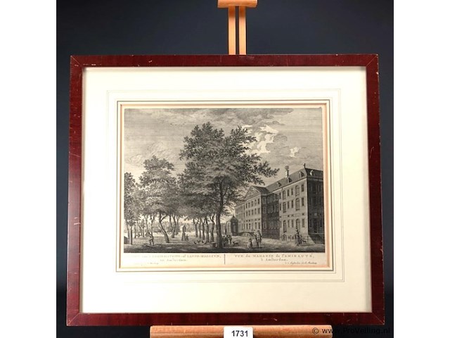 Oude gravure uitzicht van 't admiraliteits- of lands-magazijn tot amsterdam - afbeelding 1 van  5