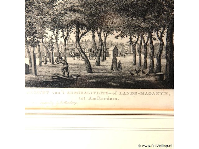 Oude gravure uitzicht van 't admiraliteits- of lands-magazijn tot amsterdam - afbeelding 3 van  5