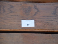 Oude houten halkast 1 deur met spiegel afm. 140x50x200, houten bank afm. 120x35, spiegel in houten kader - afbeelding 3 van  4