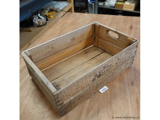 Oude houten koffiekist - afbeelding 3 van  5