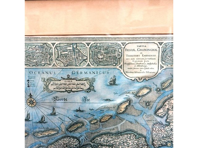Oude kaart frisia, groninghe - afbeelding 4 van  5
