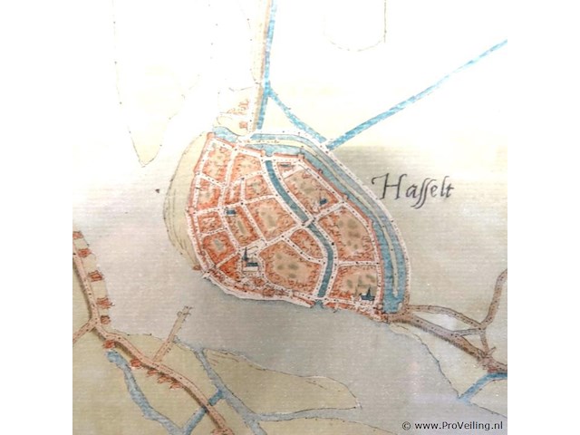 Oude kaart hasselt - afbeelding 4 van  5