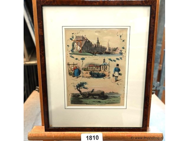 Oude kleuren druk drentse steden - afbeelding 1 van  5