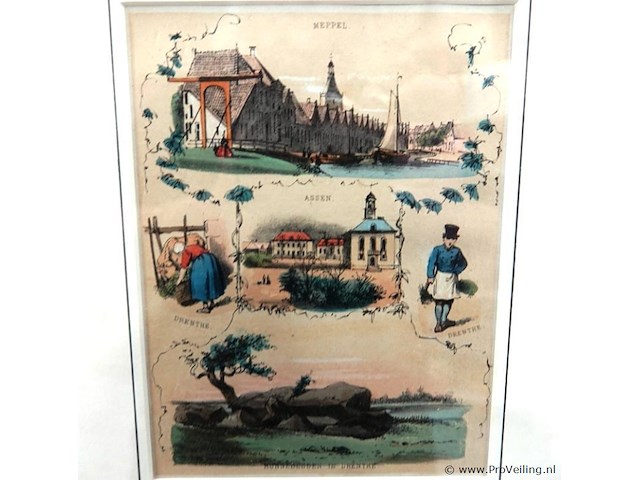 Oude kleuren druk drentse steden - afbeelding 2 van  5