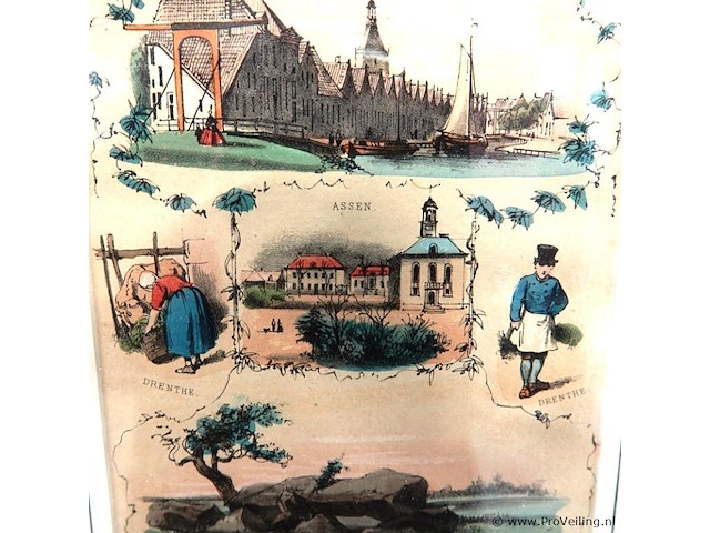 Oude kleuren druk drentse steden - afbeelding 3 van  5