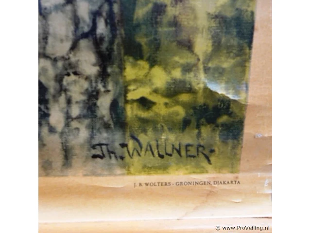 Oude linnen schoolwandplaat met de titel "vrienden van het naaldhout", gebaseerd op een olieverfschilderij van de zweedse kunstenaar thure wallner - afbeelding 4 van  5