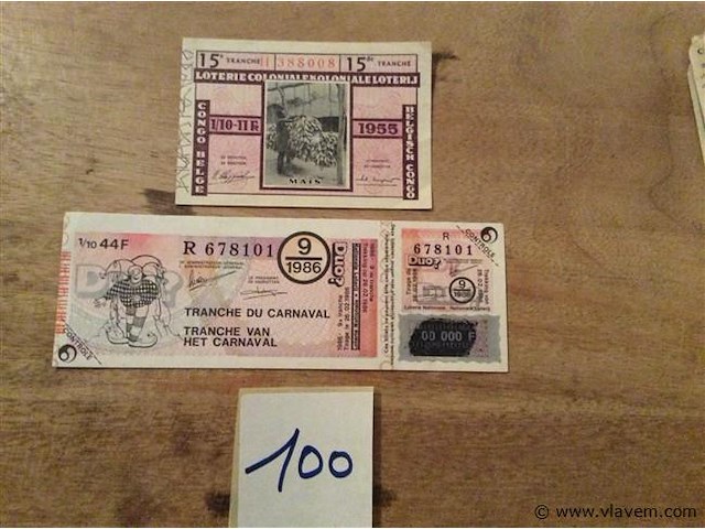 Oude loterij biljetten - afbeelding 1 van  3