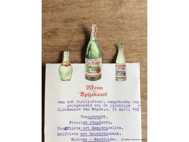 Oude menukaart top -bronnen - afbeelding 2 van  3