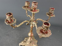 Oude messing kandelaar - afbeelding 3 van  5