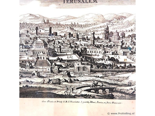 Oude panoramische gravure van jeruzalem - afbeelding 3 van  5