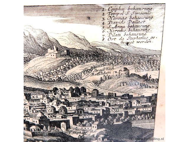 Oude panoramische gravure van jeruzalem - afbeelding 4 van  5
