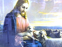 Oude religieuze voorstelling in fraaie gesneden houten lijst - afbeelding 3 van  5