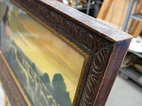 Oude religieuze voorstelling in fraaie gesneden houten lijst - afbeelding 4 van  5