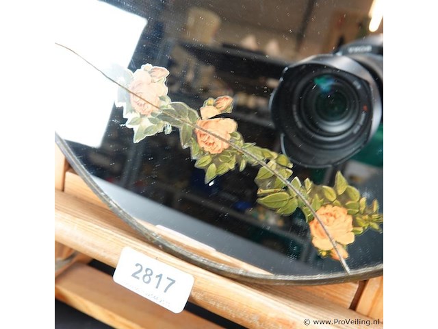 Oude spiegel in brons/messing lijst - afbeelding 4 van  5