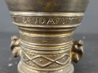 Oude/antieke bronzen vijzel met stamper - afbeelding 2 van  5