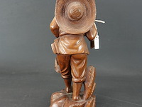 Oude/antieke in rozenhout gesneden chinese visserman - afbeelding 3 van  5