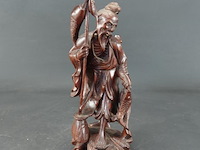 Oude/antieke in rozenhout gesneden chinese visserman - afbeelding 1 van  5