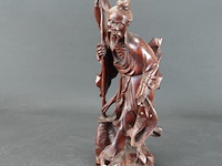 Oude/antieke in rozenhout gesneden chinese visserman - afbeelding 2 van  5