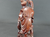 Oude/antieke in rozenhout gesneden chinese visserman - afbeelding 3 van  5