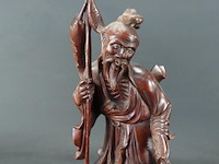 Oude/antieke in rozenhout gesneden chinese visserman - afbeelding 4 van  5