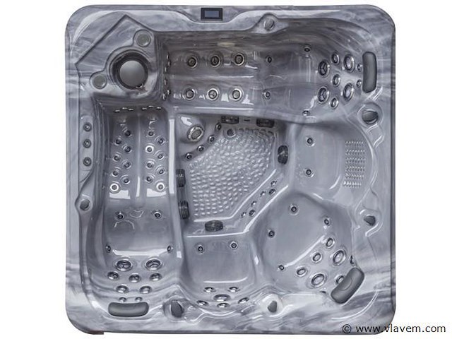 Outdoor spa 5-persoons 220x220 cm - grijs bad / grijze zijkant - incl. bluetooth & wifi - afbeelding 1 van  57