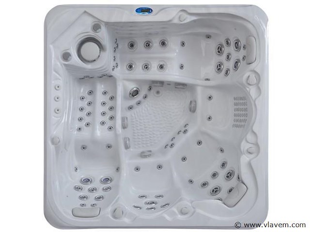Outdoor spa 5-persoons 220x220x90 cm - sneeuwwit bad met antraciete zijkant - incl. bluetooth - afbeelding 1 van  11