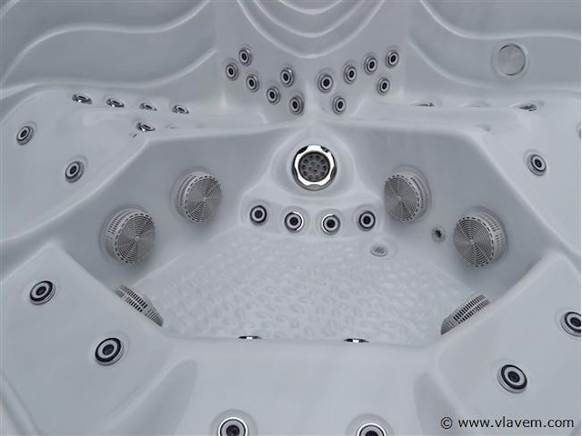Outdoor spa 5-persoons 220x220x90 cm - sneeuwwit bad met antraciete zijkant - incl. bluetooth - afbeelding 9 van  11