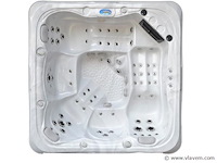 Outdoor spa 5-persoons 230x230 cm - sneeuwwit bad / grijze zijkant - incl. bluetooth - afbeelding 1 van  9