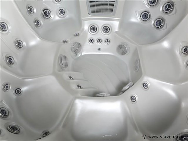 Outdoor spa 7-persoons 220x220x90 cm - wit bad met donkerbruine zijkant - incl. bluetooth - afbeelding 2 van  12